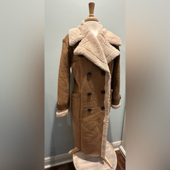 Avec Les Filles Faux Shearling Coat Brown size Large - Picture 7 of 16
